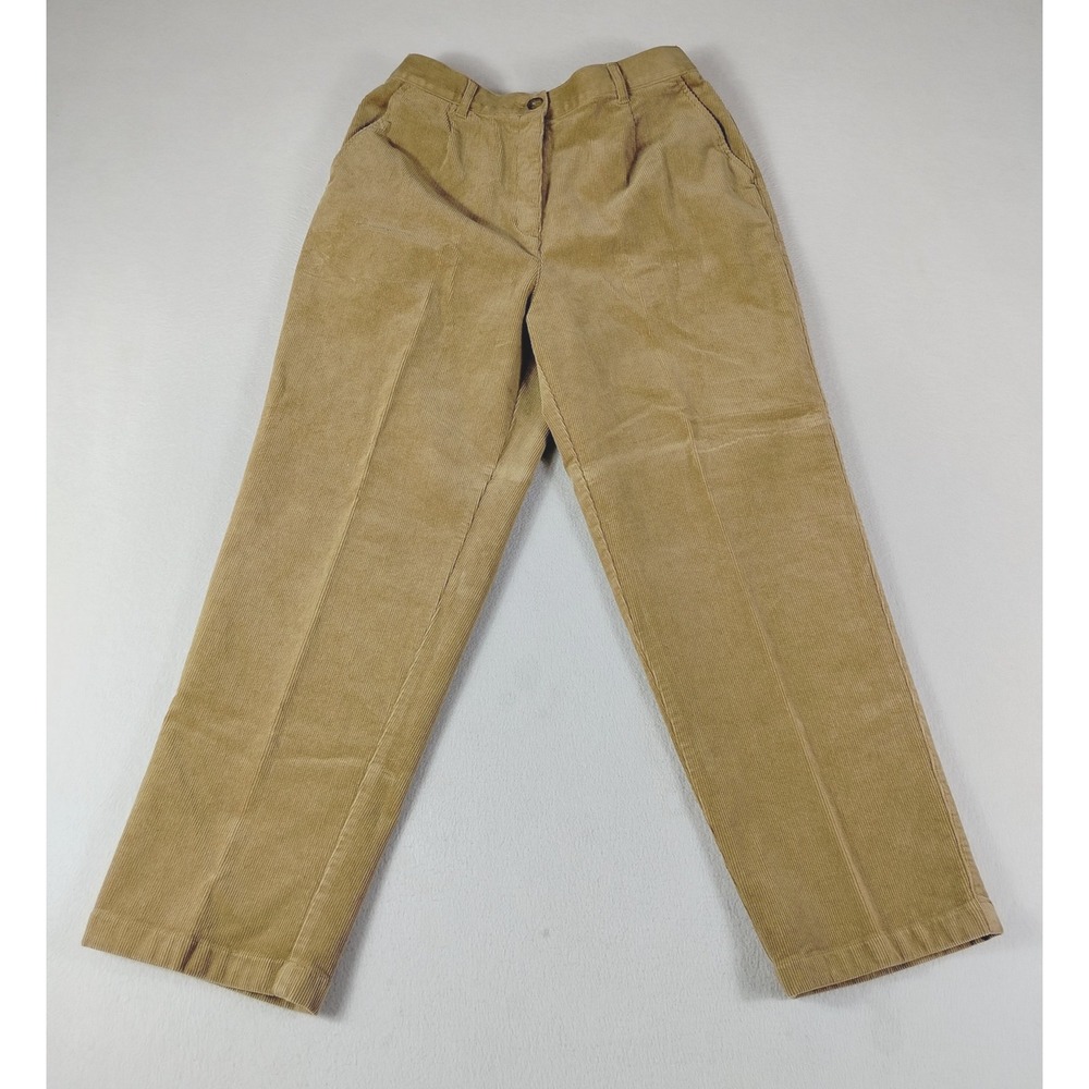LL Bean Pants Womens 14 Petite Tan Corduroy Original Fit Stretch Casual 229655